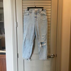 Abercrombie & Fitch Curve Love Light Blue High Rise Mom Jeans